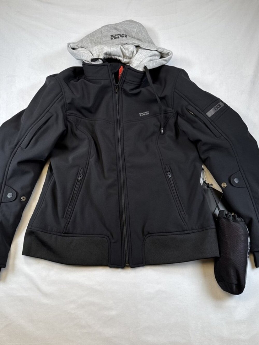NWT IXS Classic Women's Softshell Black Motorcycle Jacket Biker Double Large